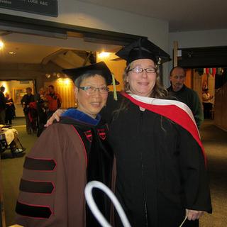 Imogene & Tamara After the ceremony in the Port Theatre lobby. Courtesy of TD. 