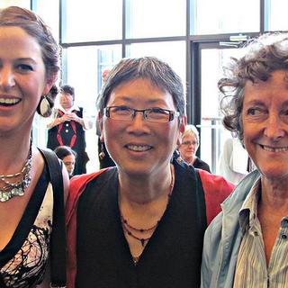Toni, Imogene, & Gay Happy student; happy faculty! Reception at Vancouver Island Conference Centre. 