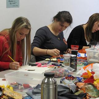 Heidi, Aymie, Olivia and Erin working hard; October 24, 2010.